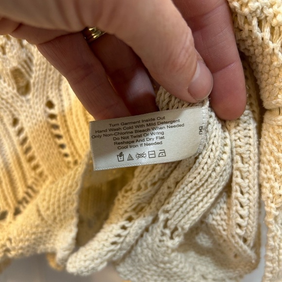 Boston Proper Womens Sz M Peplum Cap Sleeve Top Cream Pointelle Knit Scoop Neck - Picture 8 of 8